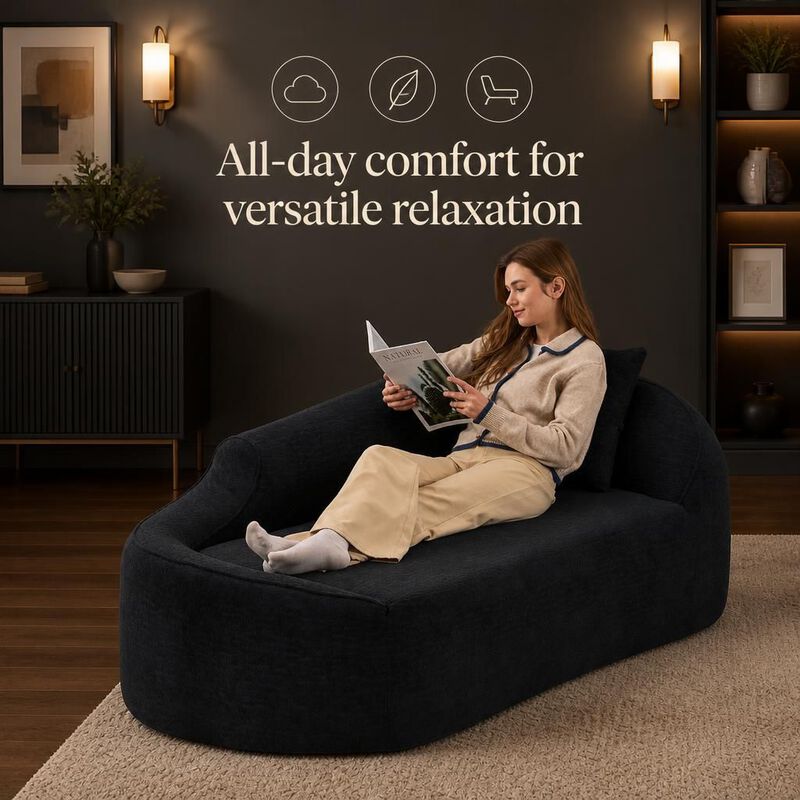 GOODSILO Curved Indoor Chaise Lounge Chair Modern Deep Seating Sleeper Sofa with Throw Pillow for Living Room Bedroom Apartment Small Spaces image number 4