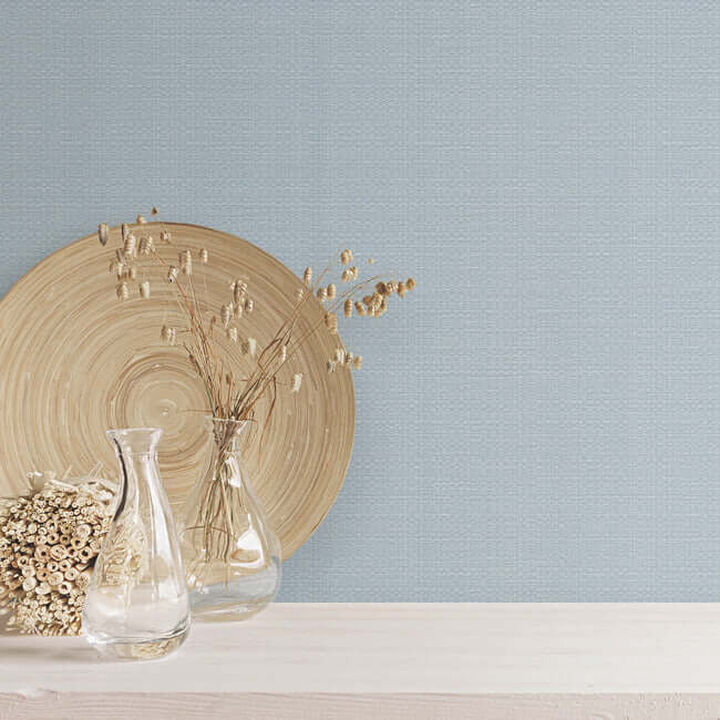 Bali Basketweave Smoke Blue Wallpaper