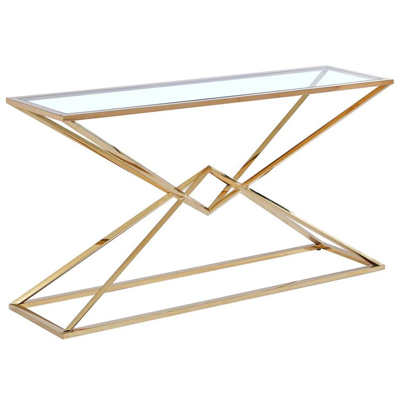 Best Master Furniture Emerson Gold Glass Console Table