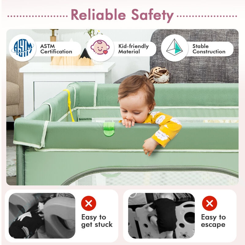 81 x 58 Inch Portable Baby Playpen with Ocean Balls and Handlebars