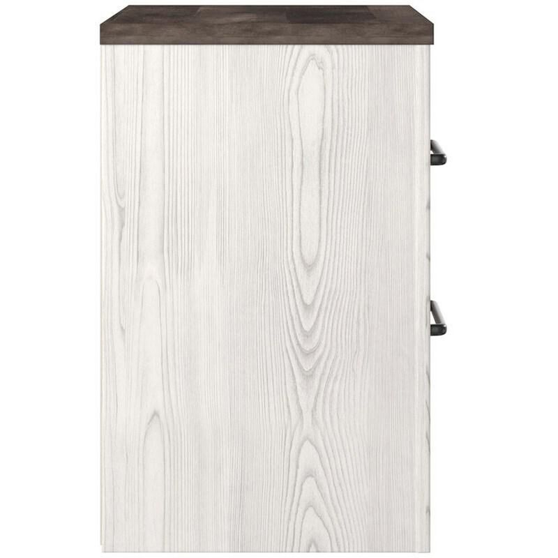 Jule 25 Inch Modern Rustic Wood Nightstand, 2 Tone, Gray Plank Top, White-Benzara
