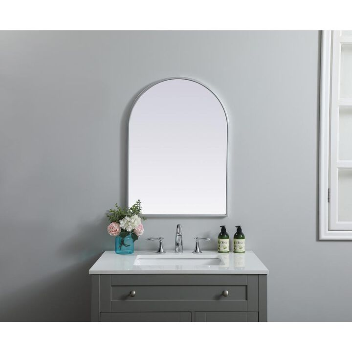 Elegant Decor Metal Frame Arch Mirror 22x30 Inch in Silver
