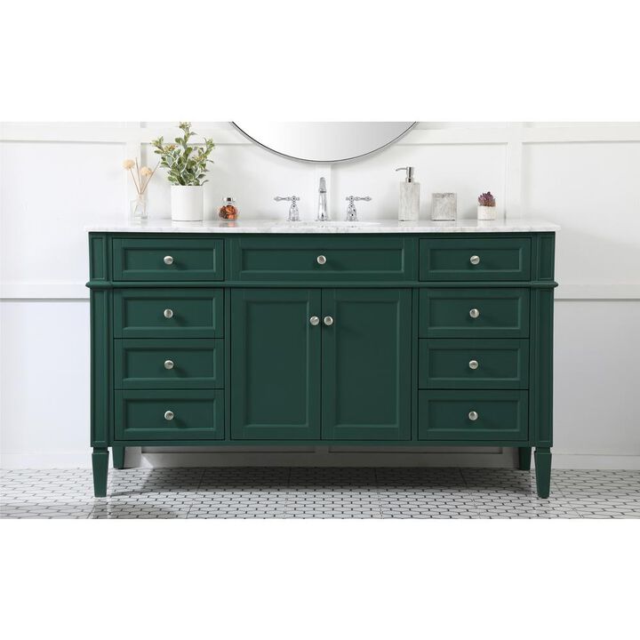 Elegant Kitchen and Bath 60 inch Single bathroom vanity in green
