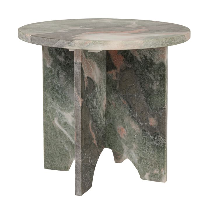 Sculptural Marble Table with Interlocking Base, Mint Green