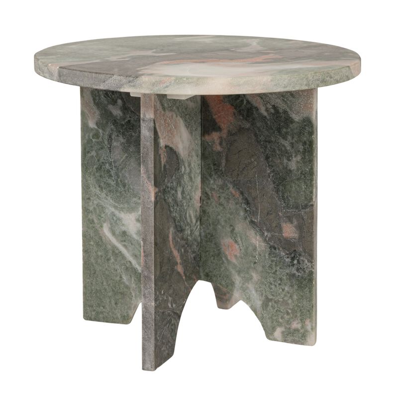 Sculptural Marble Table with Interlocking Base, Mint Green image number 0