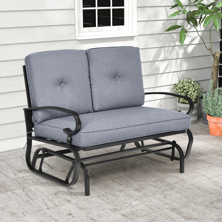 2 Seats Outdoor Swing Glider Chair with Comfortable Cushions