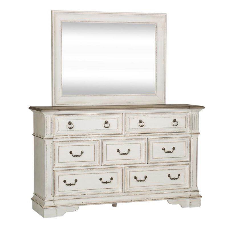 Liberty Furniture Abbey Park Dresser & Mirror in Antique White image number 0