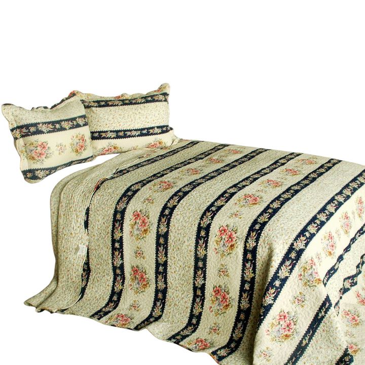 Vermicelli Quilted Cotton Printed Quilt Set Queen Size Mother&rsquo;s Castle Design Set