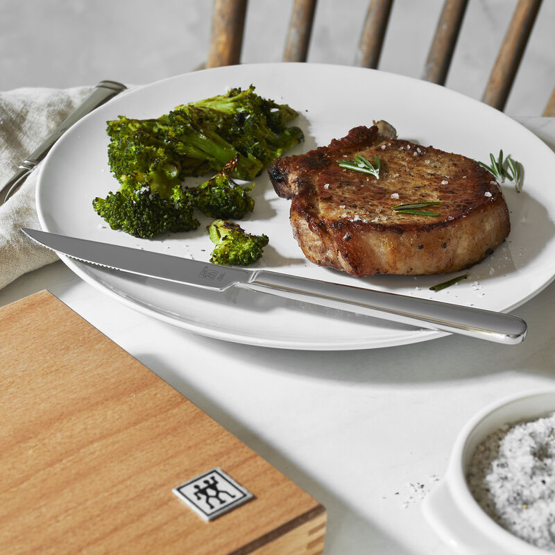 ZWILLING Contemporary 8pc Steak Knife Set, Oval handle Stainless Steel  12" x 10" case