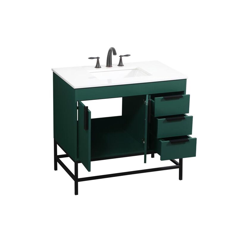 Elegant Kitchen and Bath 36 inch Single bathroom vanity in green