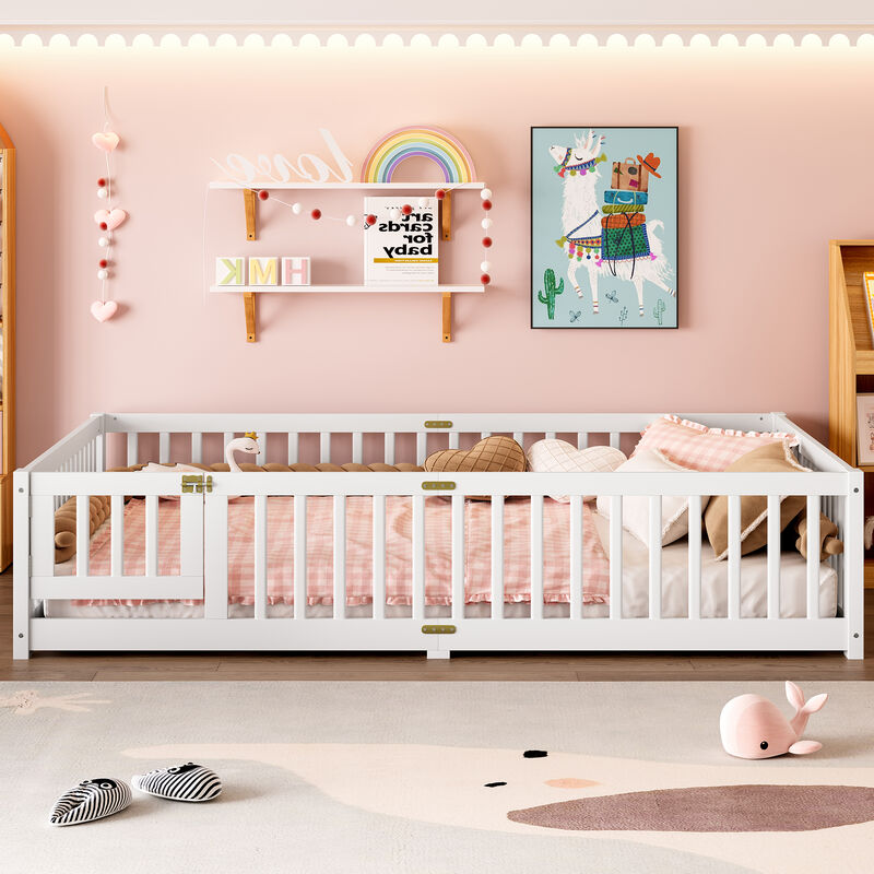 Merax Queen Size Kids Floor Bed &ndash; Safe, Versatile & Independence-Building Design image number 1