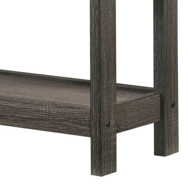 Nightstand with 1 Wooden Drawer and Grain Details, Gray-Benzara