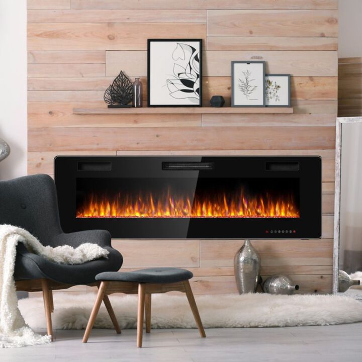 60 Inch Ultra Thin Electric Fireplace with 2 Heat Settings