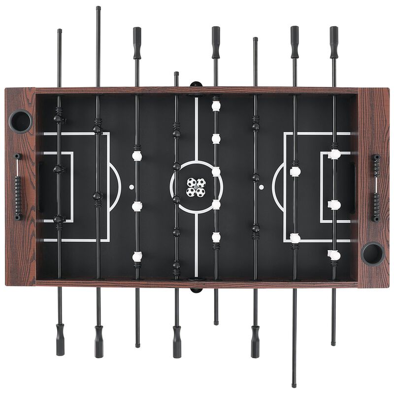 Indoor Full Size Foosball Table with Soccer Game Set, 4 Balls and 2 Cup Holders-Brown image number 8