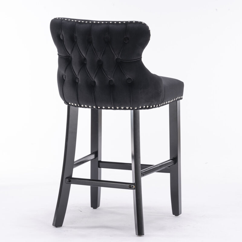 Streamdale Modern Velvet Wingback Bar Stools, Set of 2 image number 5