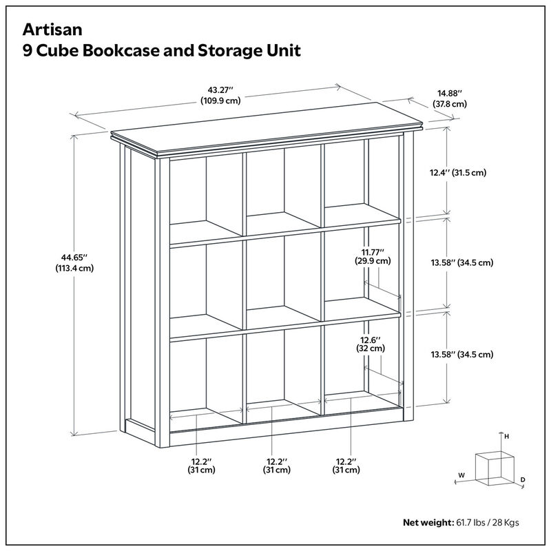 Simpli Home Artisan 9 Cube Bookcase and Storage Unit image number 6