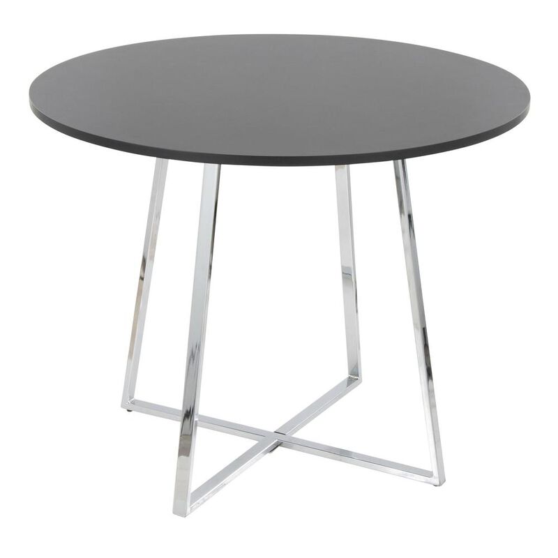 LumiSource Chrome Metal, Black MDF Canary Cosmo Dining Table