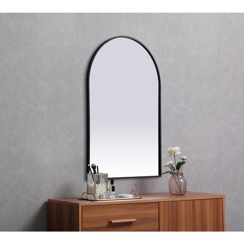 Elegant Decor Metal Frame Arch Mirror 27x40 Inch in Black