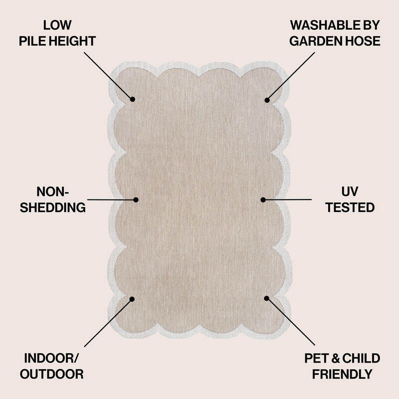 Alice Classic Cottage Two-Tone Scalloped Area Rug