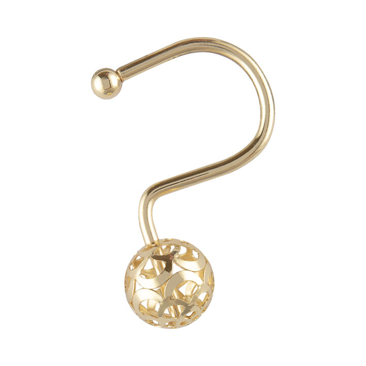 Utopia Alley Rust-Resistant Metal Shower Curtain Hooks with Hollow Ball Design, Shower Hooks Hangers for Bathroom, Kitchen Utensils, Curtains, Clothing, Towels etc - Set of 12