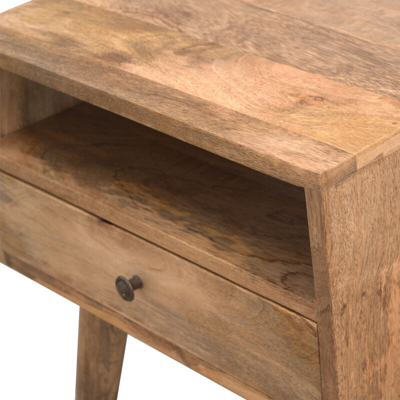 Modern Solid Wood Nightstand with Open Slot