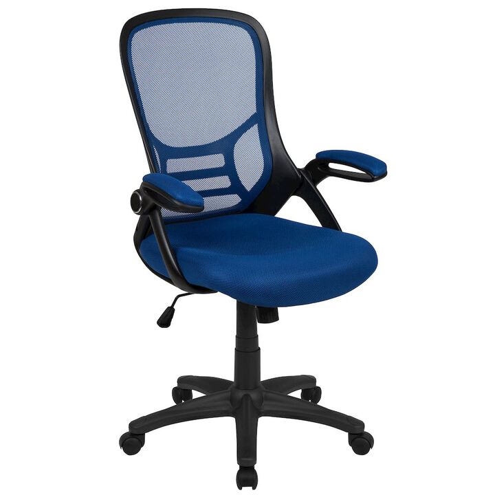 Flash Furniture High Back Red Mesh Swivel Office Chair with Black Frame and Flip-up Arms