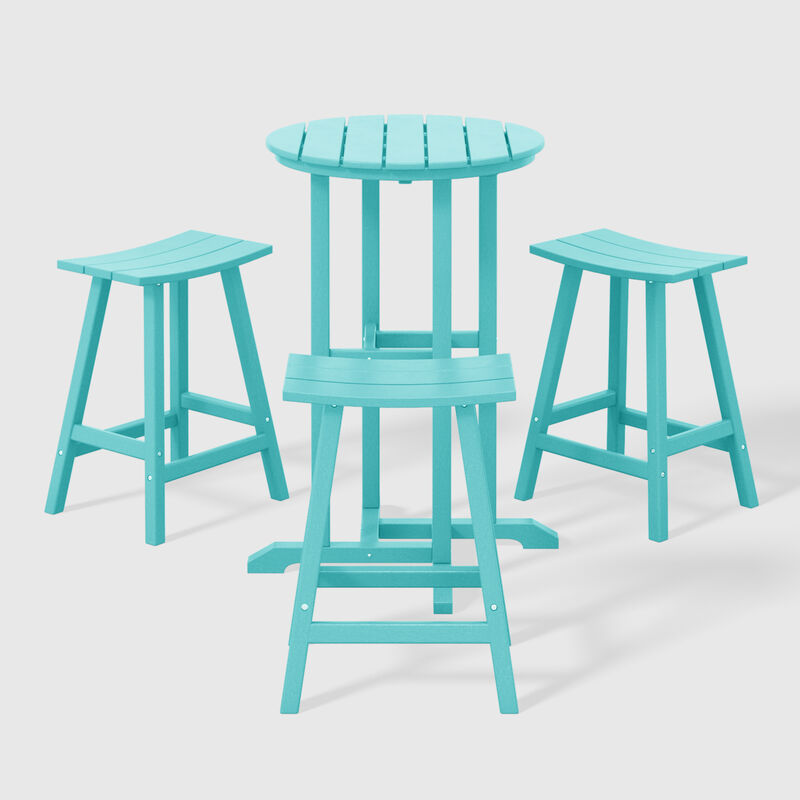 WestinTrends Outdoor Patio Counter Height Bar Stools Bistro Bar Table 4-Piece Set