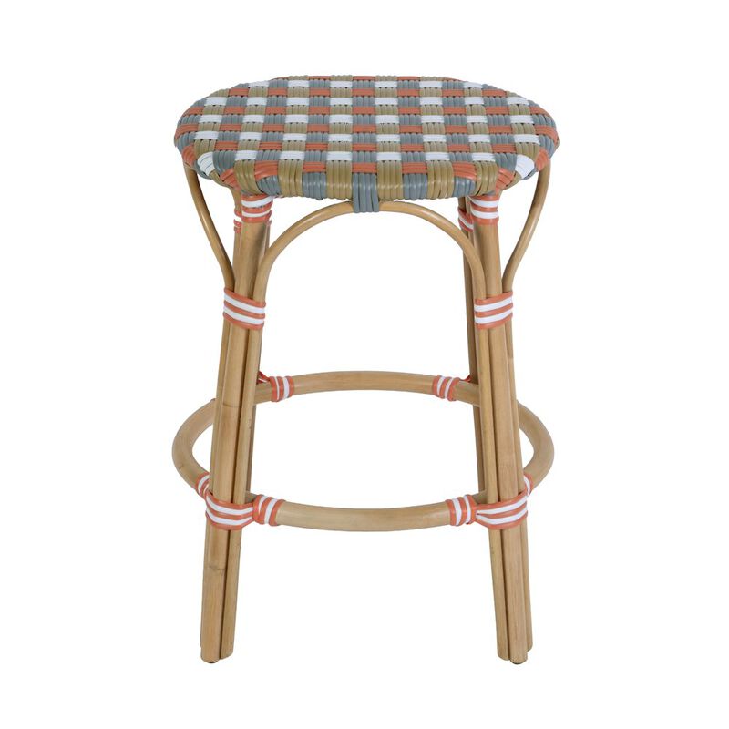 Butler Specialty Ballito 24 in. Seat Height Oval Rattan Counter Stool, Yellow and Brown image number 3
