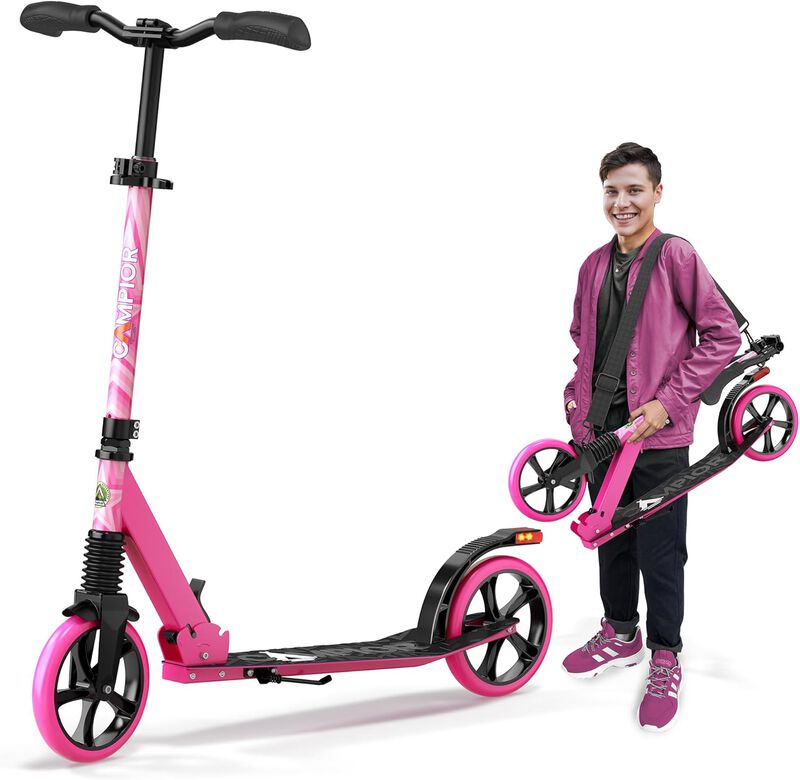 Kick Scooter for Ages 6+, for Kids, Teens, and Adults, Max Load 240 LBS, Foldable, 8-inch Big Wheels for Kids and Adults, with Kickstand, 3 Adjustable Levels, Child Safety Approved