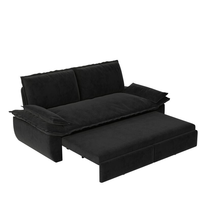 Whisen 3-in-1 Velvet Queen Sleeper Sofa Bed & Chaise Lounge & Loveseat Sofa, 2 Seats image number 4