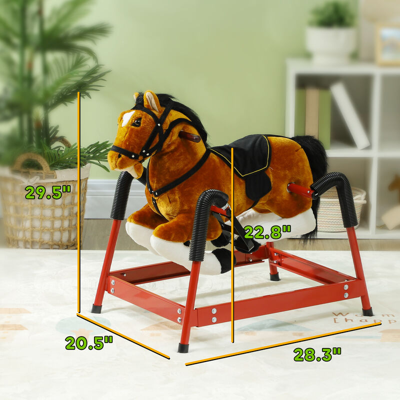 BreeBe Kids Plush Rocking Horse Ride-On with Sound Effects image number 2