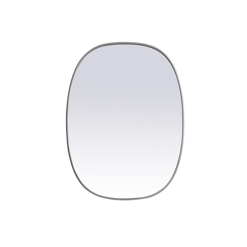 Elegant Decor Metal Frame Oval Mirror 30x40 Inch in Silver