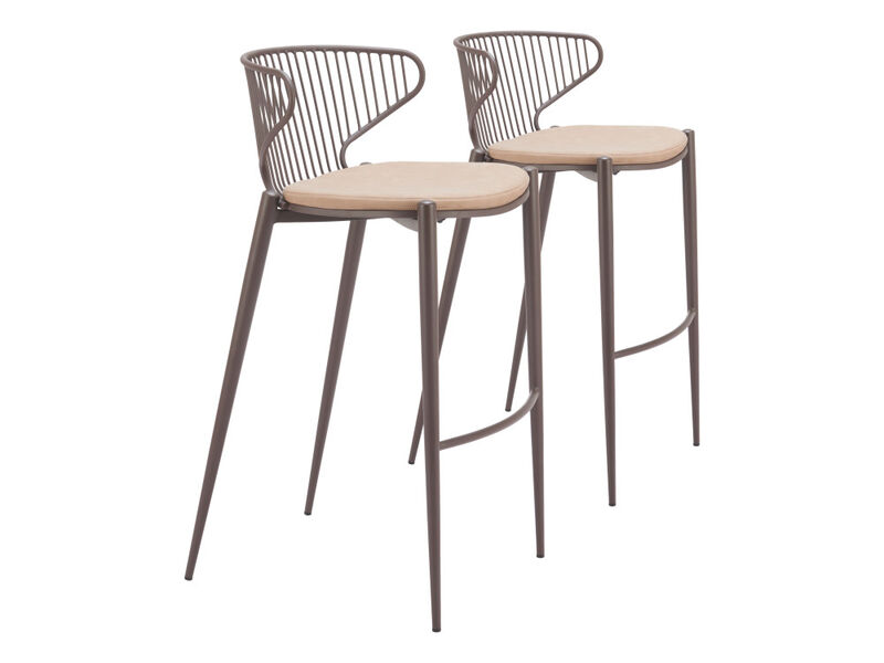 Silues Barstool (Set of 2) Taupe & Brown
