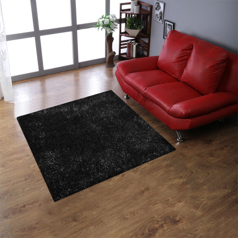 RUGSOTIC CARPETS HAND TUFTED SHAG POLYESTER ECO-FRIENDLY AREA RUGS  - Square, Size, Solid Plain Design, High Pile Thick Handmade Anti Skid Area Rugs for Living Room, Bed Room K00111 image number 1