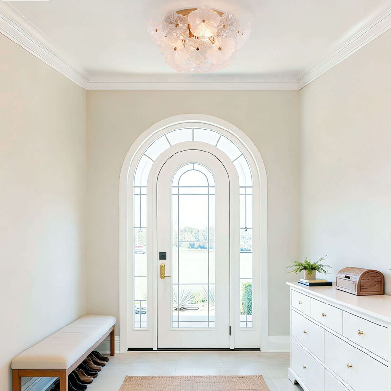 Frieda Modern 4-Light 19.5" Brushed Brass Clear Glass Flower Flush Mount image number 8
