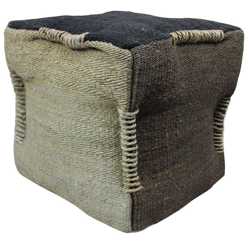 Alex Hamilton Andy Pouf in Taupe and Beige Jute