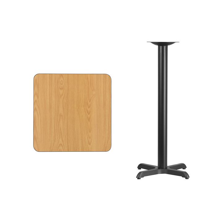 Flash Furniture 24'' Square Natural Laminate Table Top with 22'' x 22'' Bar Height Table Base