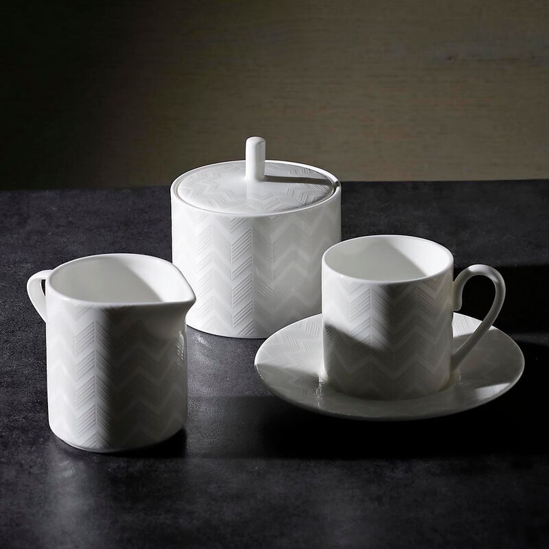 Sugar Pot ZIG ZAG WHITE, diam. 3.39", H 3.54" image number 1