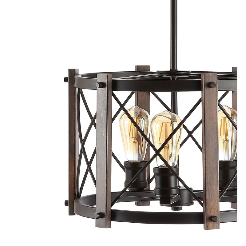 Ferme 3-Light Adjustable Iron Rustic Farmhouse LED Pendant