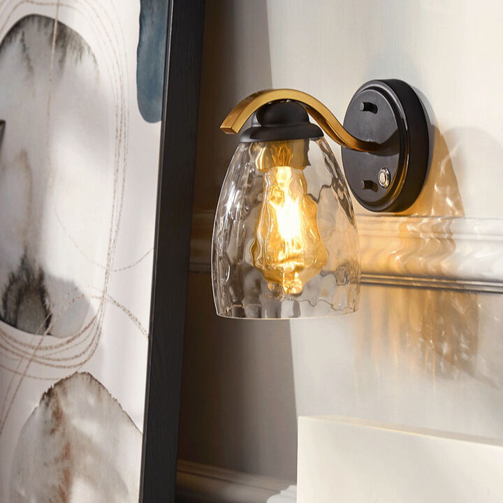 Heidi Dimmable 1-Light Armed Wall Sconce with 3-Stage Touch Dimmer Black/Brass