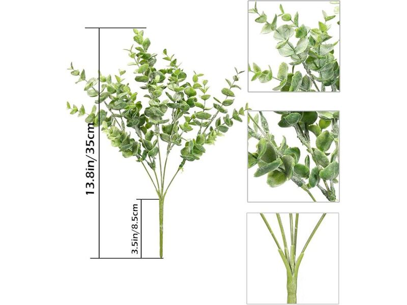 4 Piece Silver Artificial Eucalyptus Flower Stems Wedding Centerpiece Decor image number 2