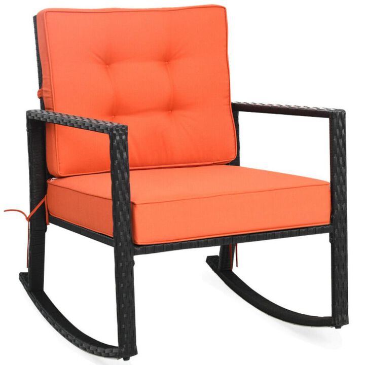 Hivvago Patio Rattan Rocker Outdoor Glider Rocking Chair Cushion Lawn