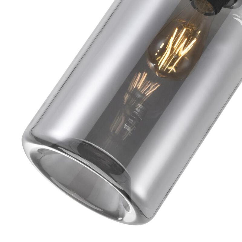 Glass 1 Light Down Mini Pendant With Smoke Finish