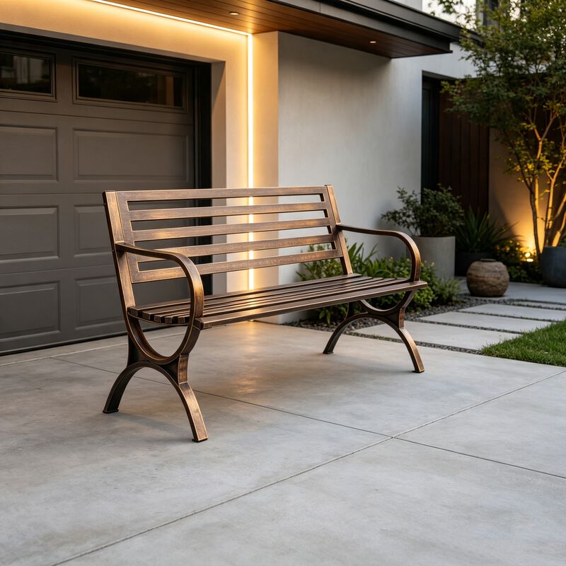 Jabseg 50 Inch Vintage Metal Patio Bench image number 7