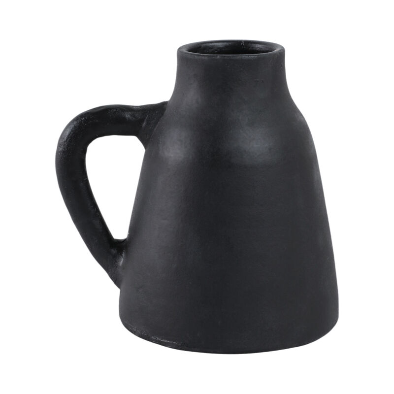 8x8" Terracotta Vase With Handle, Black image number 3
