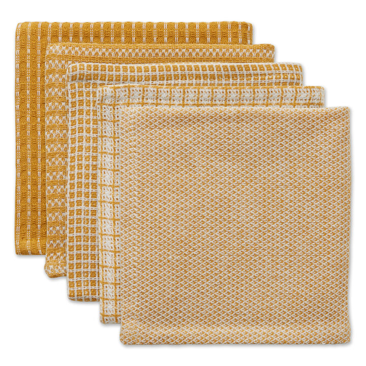 5-Piece Assorted Honey Gold and White Dish Cloth  12" (Pack of 2)
