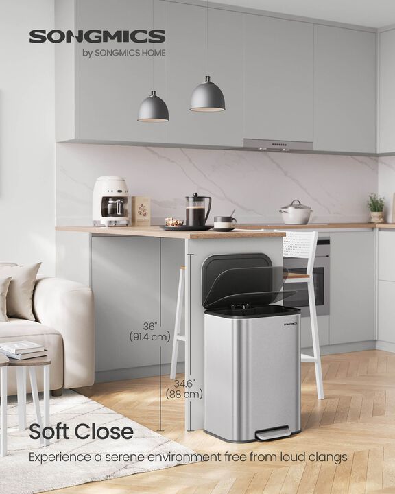 Kitchen Trash Can with Lid – 13-Gallon (50L) Waste Bin for Everyday Use in Home, Pantry, or Breakroom