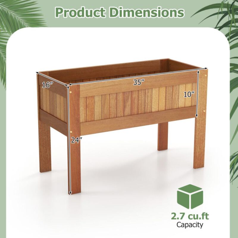Hivvago Wooden Raised Garden Bed Solid Wood Elevated Planter Box with Legs