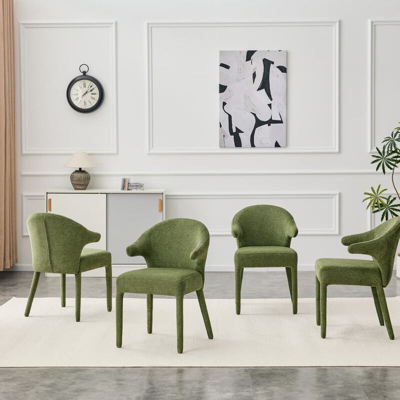 Set of 2 Boucle Dining Chairs Armchair Dining Chairs with Wraparound Back and Arms Square Dining Chairs with Metal Legs and Spring Seat image number 5