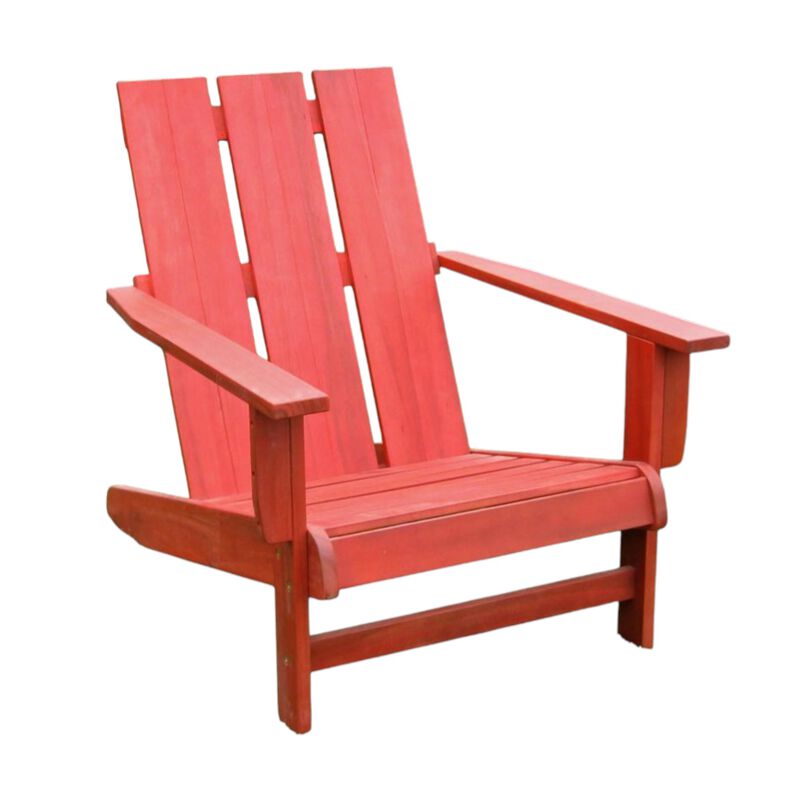 Acacia Large Square Back Adirondack Chair with Barn Red Finish